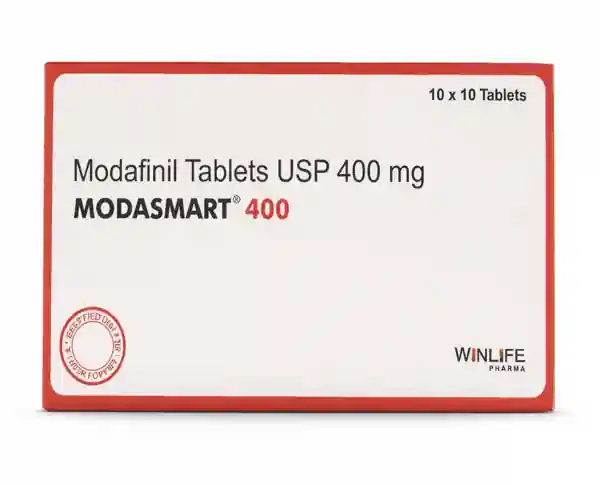 Modasmart 400mg Modafinil tablets strip pack for sleep disorder treatment